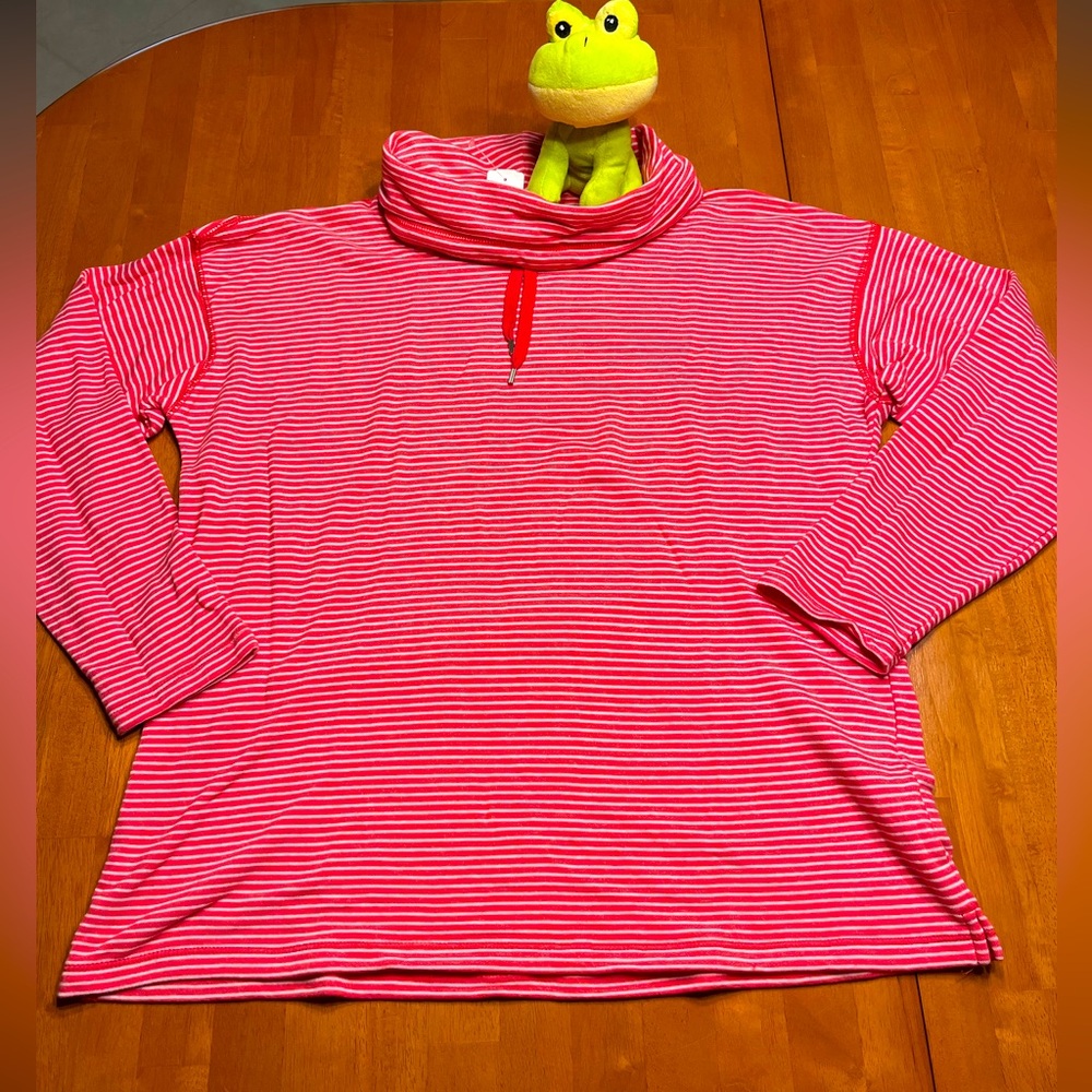 CHAPS TOP XL CORAL RED STRIPED